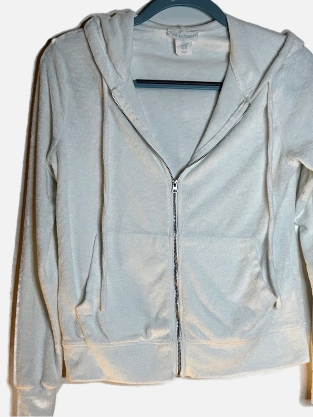 CYNTHIA ROWLEY zip-up white hoodie SZ XS
